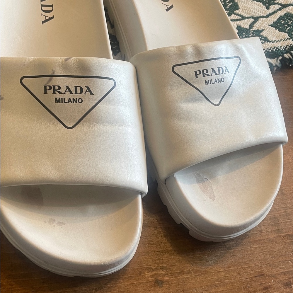 Prada White Logo Slide Sandals size 40.5, 10.5 US - Picture 7 of 12